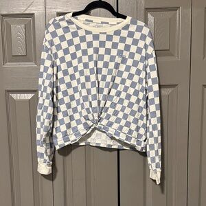Vans Long Sleeve Blue and White Checkered Top